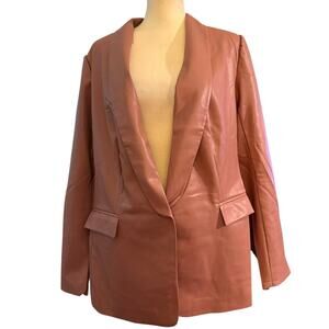 Wildfang Womens Empower Vegan Leather Tux  Blazer Size 1X NWT in Rose Brown..